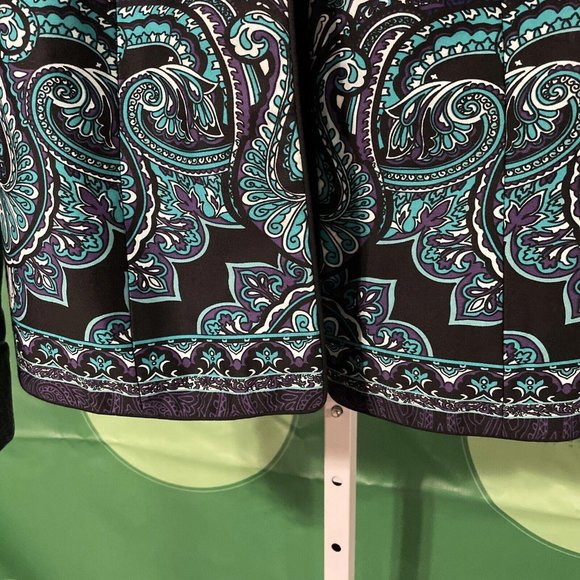 COLDWATER CREEK Women's open front blazer in MULTI BLUES ABSTRACT sz 8 - VGUC - Picture 3 of 15